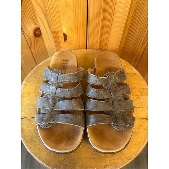 Born Lynae Brown Leather Sandals Slides Slip-on Shoes Women's Size 7 - Picture 2 of 9